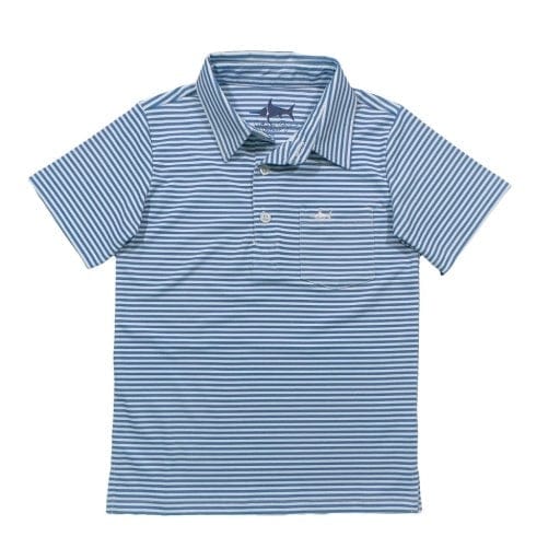 Saltwater Boys Company Inshore Performance Polo Light Blue Stripe - Little Miss Muffin Children & Home