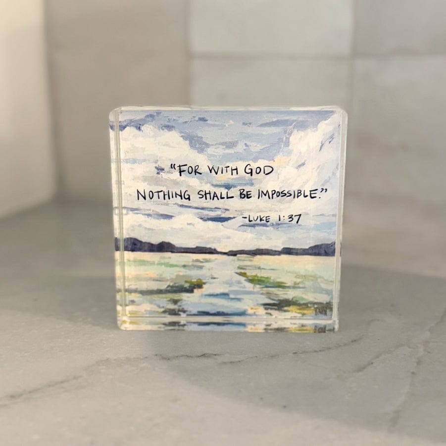 Lauren Dunn Luke 1:37 Acrylic Scripture Block - Little Miss Muffin Children & Home