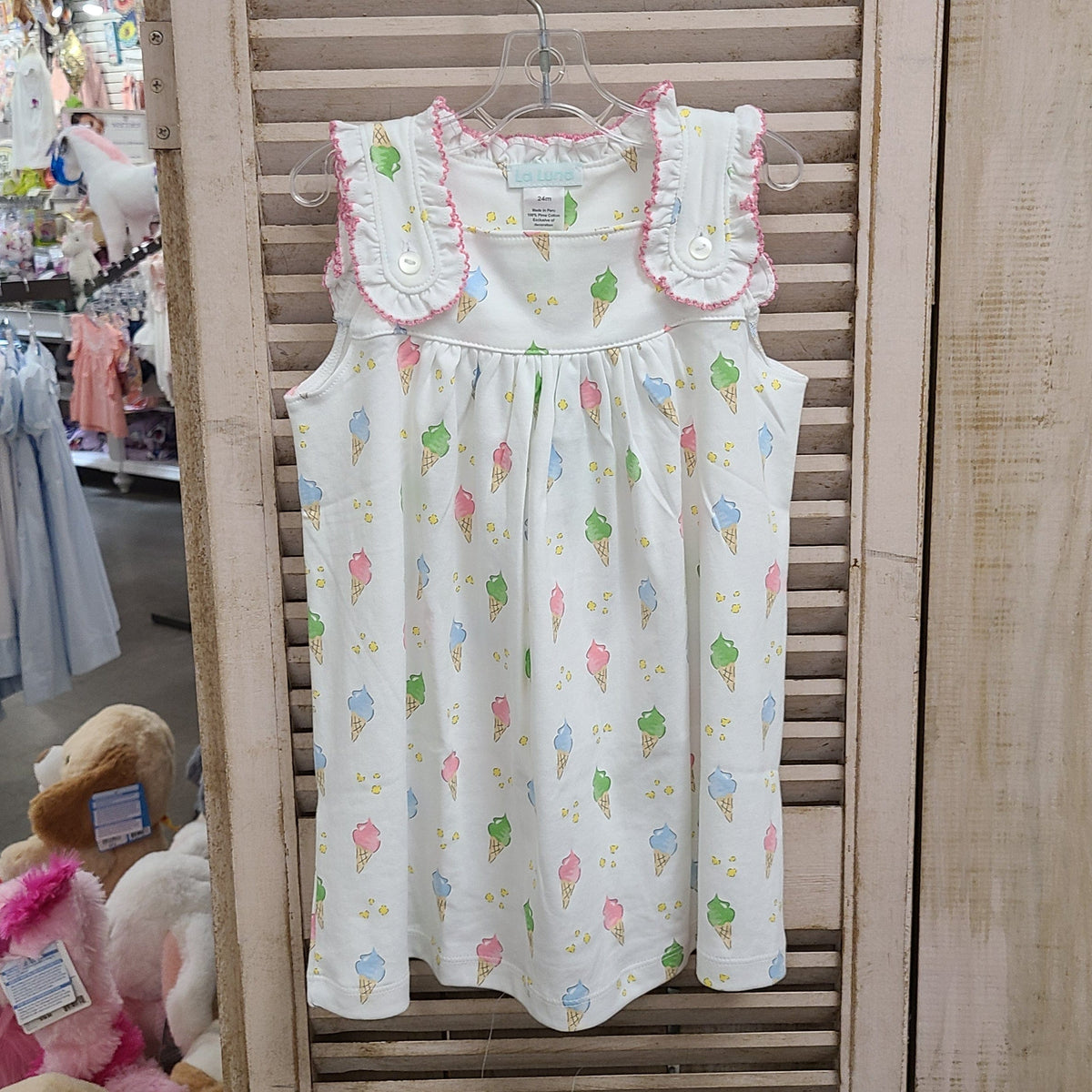 Lulu Bebe Lulu Bebe Ice Cream Print Dede Ruffle Strap Dress - Little Miss Muffin Children & Home