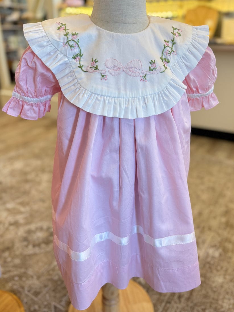 Lulu Bebe Beatrice Bib Collar Embroidered Dress - Little Miss Muffin Children & Home