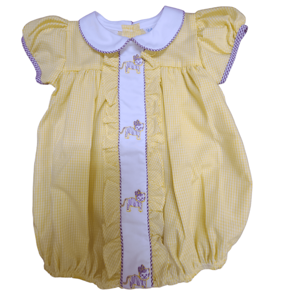 Lulu Bebe Lulu Bebe Milly LSU Tiger Embroidered Gingham Bubble - Little Miss Muffin Children & Home