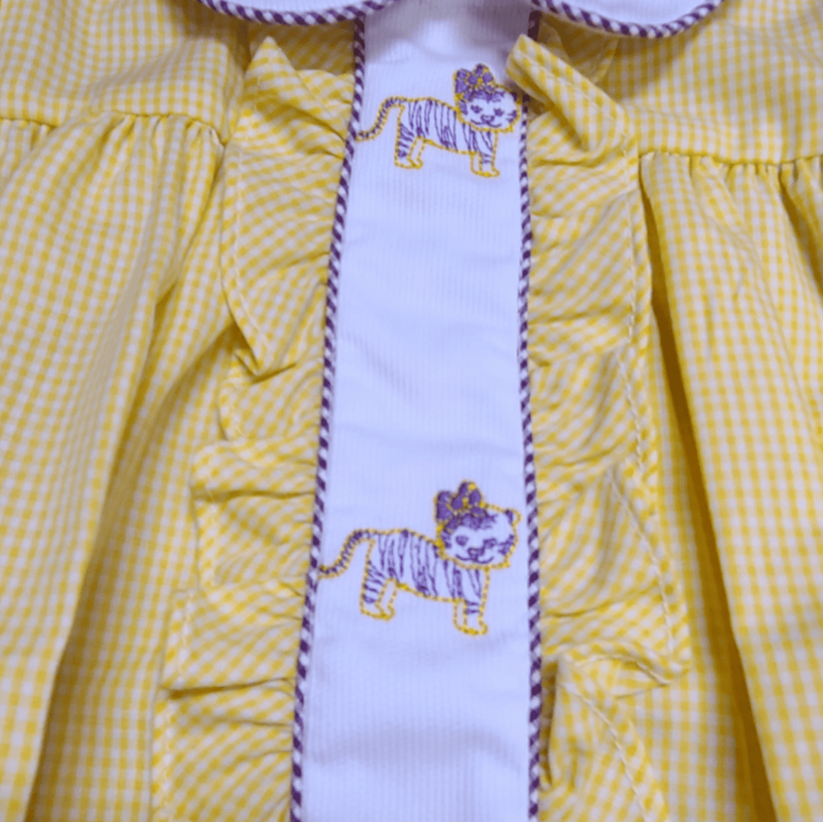 Lulu Bebe Lulu Bebe Milly LSU Tiger Embroidered Gingham Bubble - Little Miss Muffin Children & Home