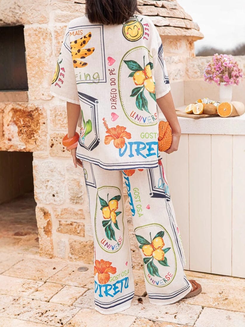 Rosa Clothing Lessay Fruit Print Oversized Resort Pant Set - Little Miss Muffin Children & Home
