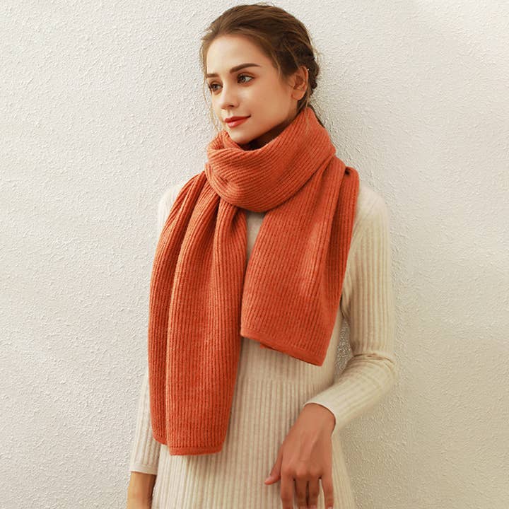 Accity Orange Solid Knit Faux Cashmere Scarf - Little Miss Muffin Children & Home