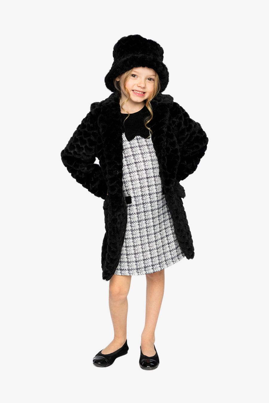 Anthracite Fake Fur Long Coat