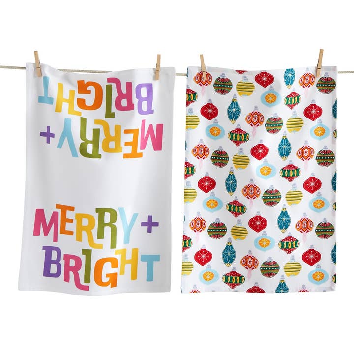 tag Merry & Bright Ornament Set of 2 Dishtowels - Little Miss Muffin Children & Home