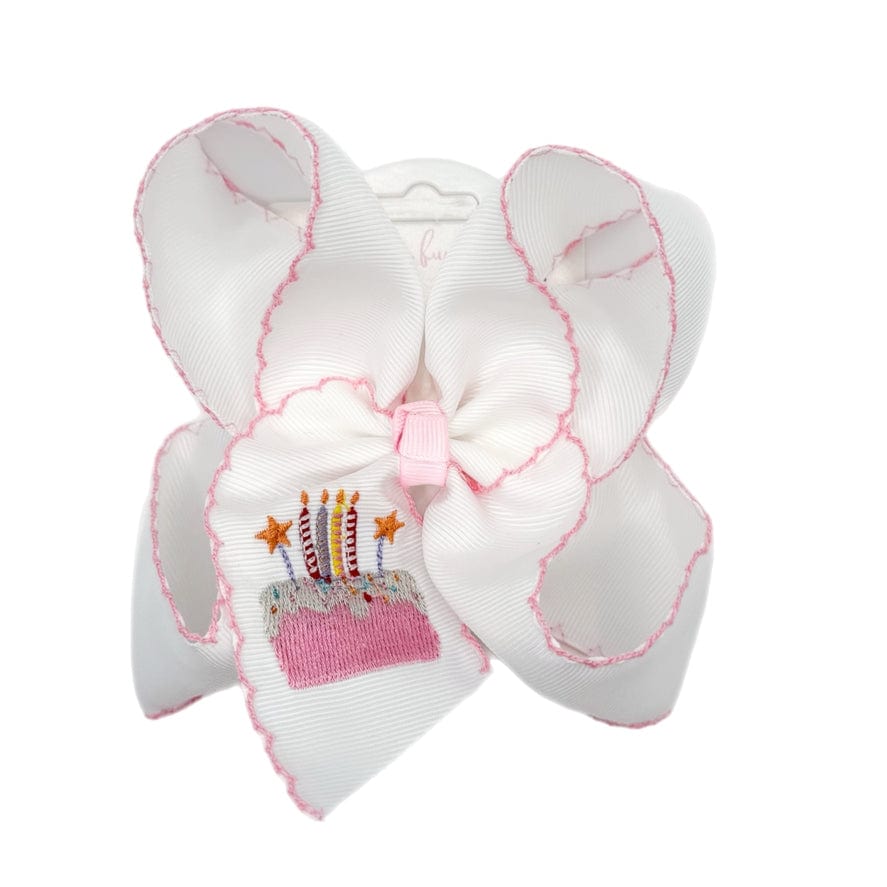 Just For Fun Threads Birthday Cake Hair Bow 5.5" - Little Miss Muffin Children & Home