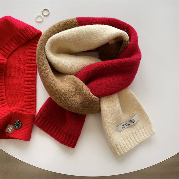Accity Red Thick Faux Cashmere Knit Scarf - Little Miss Muffin Children & Home