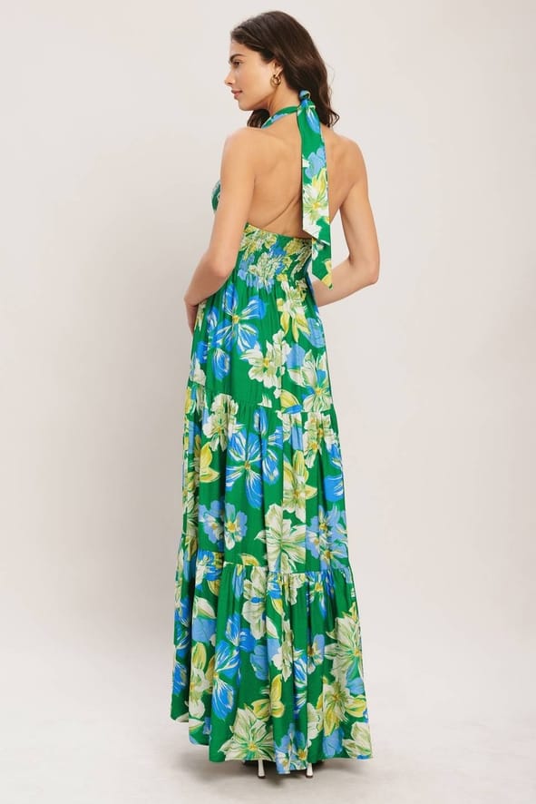 Flying Tomato Green Palm Shore Print Woven Maxi Dress - Little Miss Muffin Children & Home
