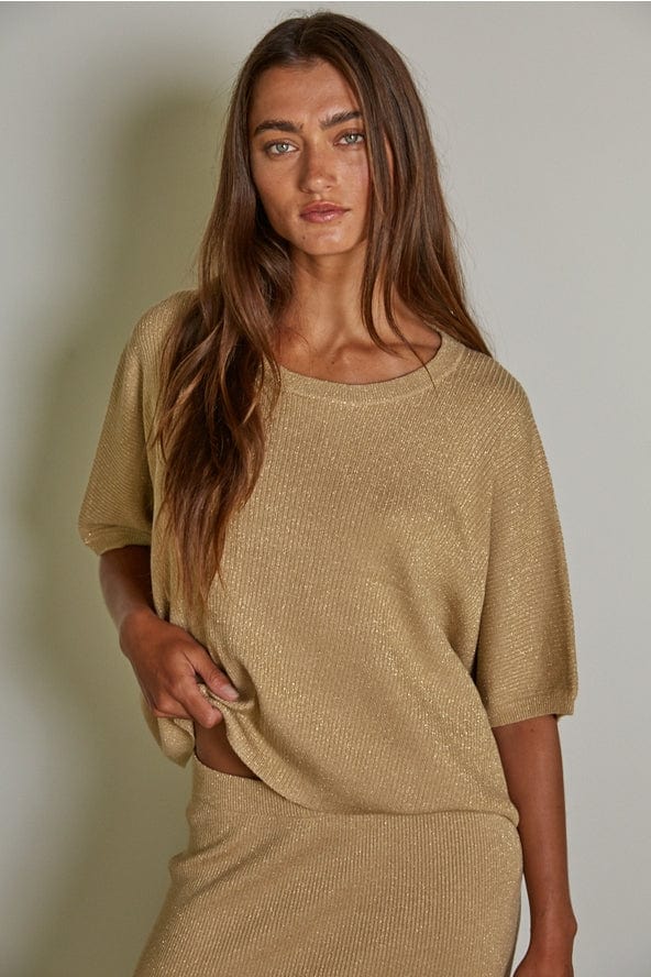 By Together Knit Sweater Ribbed Short Sleeve Pullover Top - Little Miss Muffin Children & Home