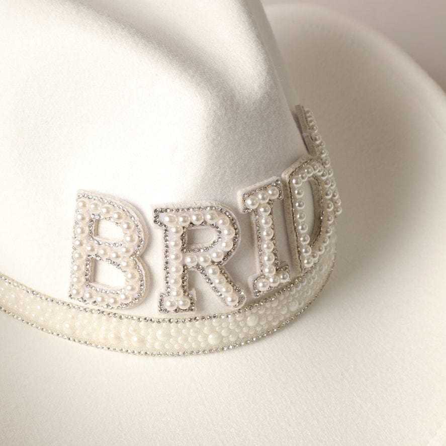 Fashion City Vegan Felt-Made BRIDE Pearl Cowboy Hat - Little Miss Muffin Children & Home
