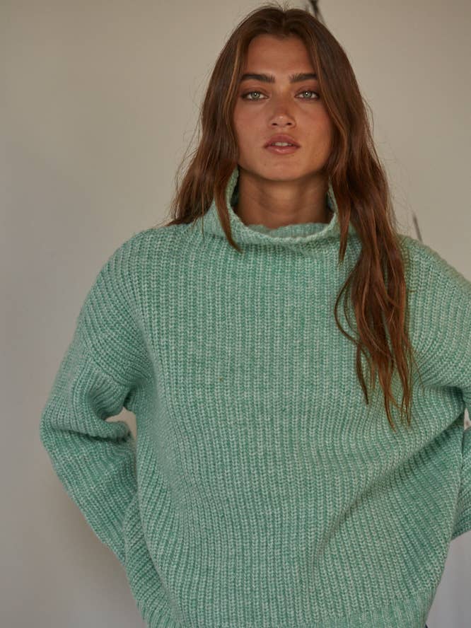 By Together By Together Sedona Turtleneck Pullover Sweater in Seafoam - Little Miss Muffin Children & Home