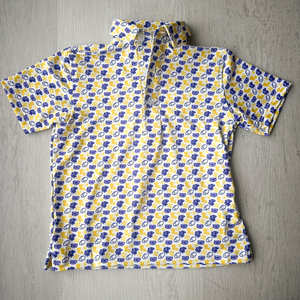 Fighting Tiger purple and gold Albatross polo