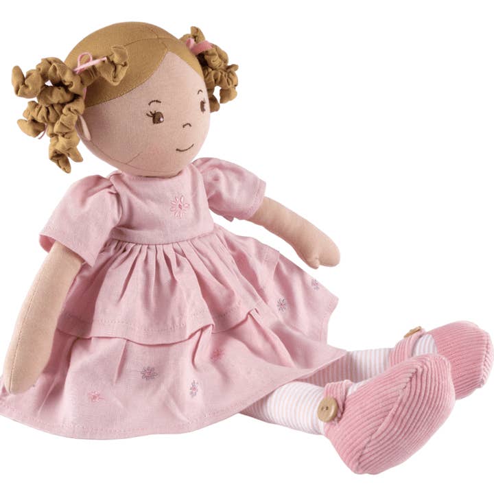 Amelia Light Brown Hair Doll in Pink Linen Dress