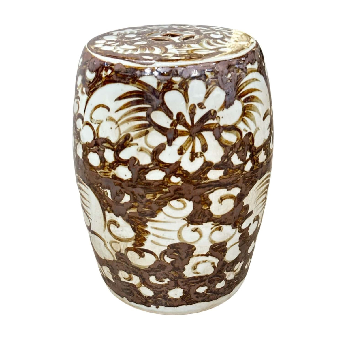 Legend Accents Rustic Brown Porcelain Garden Stool — Twist Flower - Little Miss Muffin Children & Home