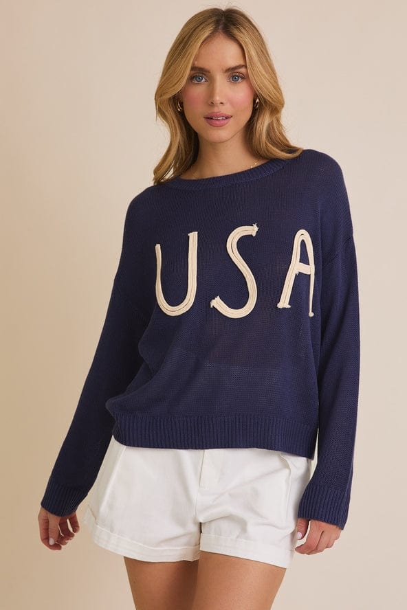 Gilli Long Sleeve Boatneck USA Sweater - Little Miss Muffin Children & Home