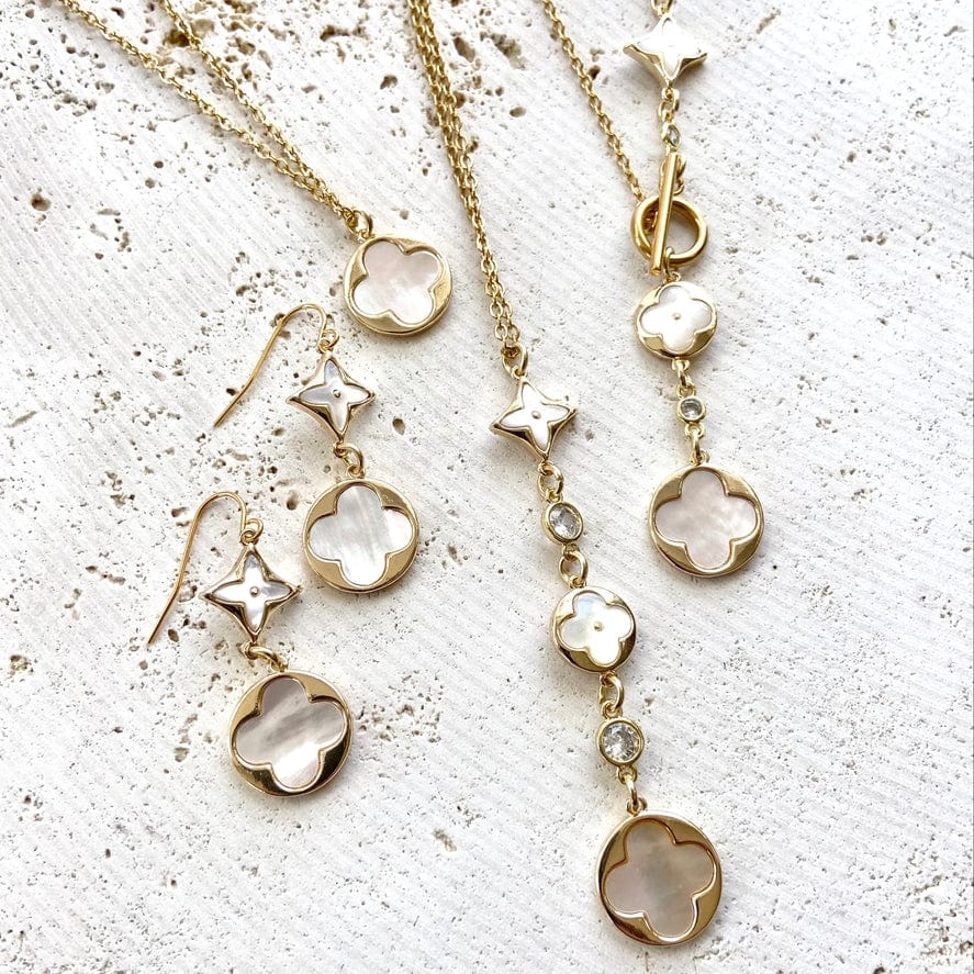 VB&CO Designs Handmade Jewelry VB&CO Clover Quatrefoil Mop Pearl Shell Necklace Non Tarnishing - Little Miss Muffin Children & Home