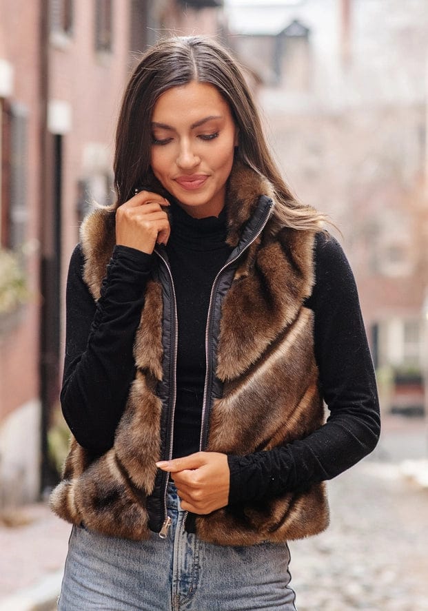 Fabulous Furs Fabulous Furs Faux Fur Reversible Chevron Shortie Vest - Little Miss Muffin Children & Home