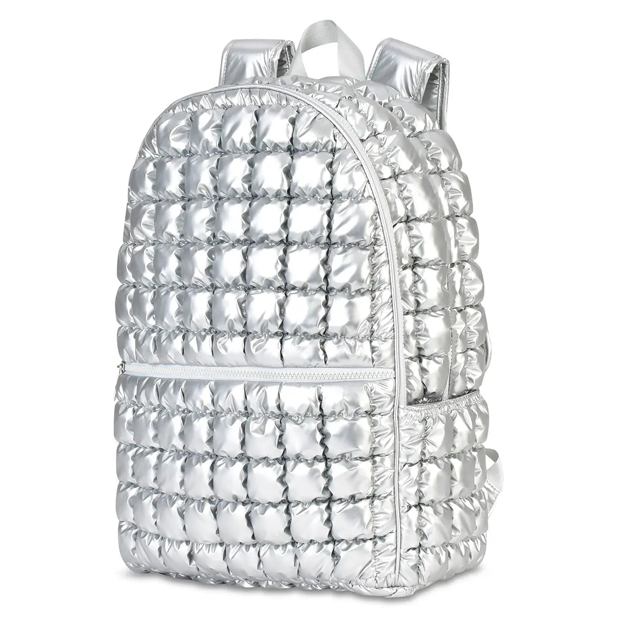 Icy Silver Puffer Backpack