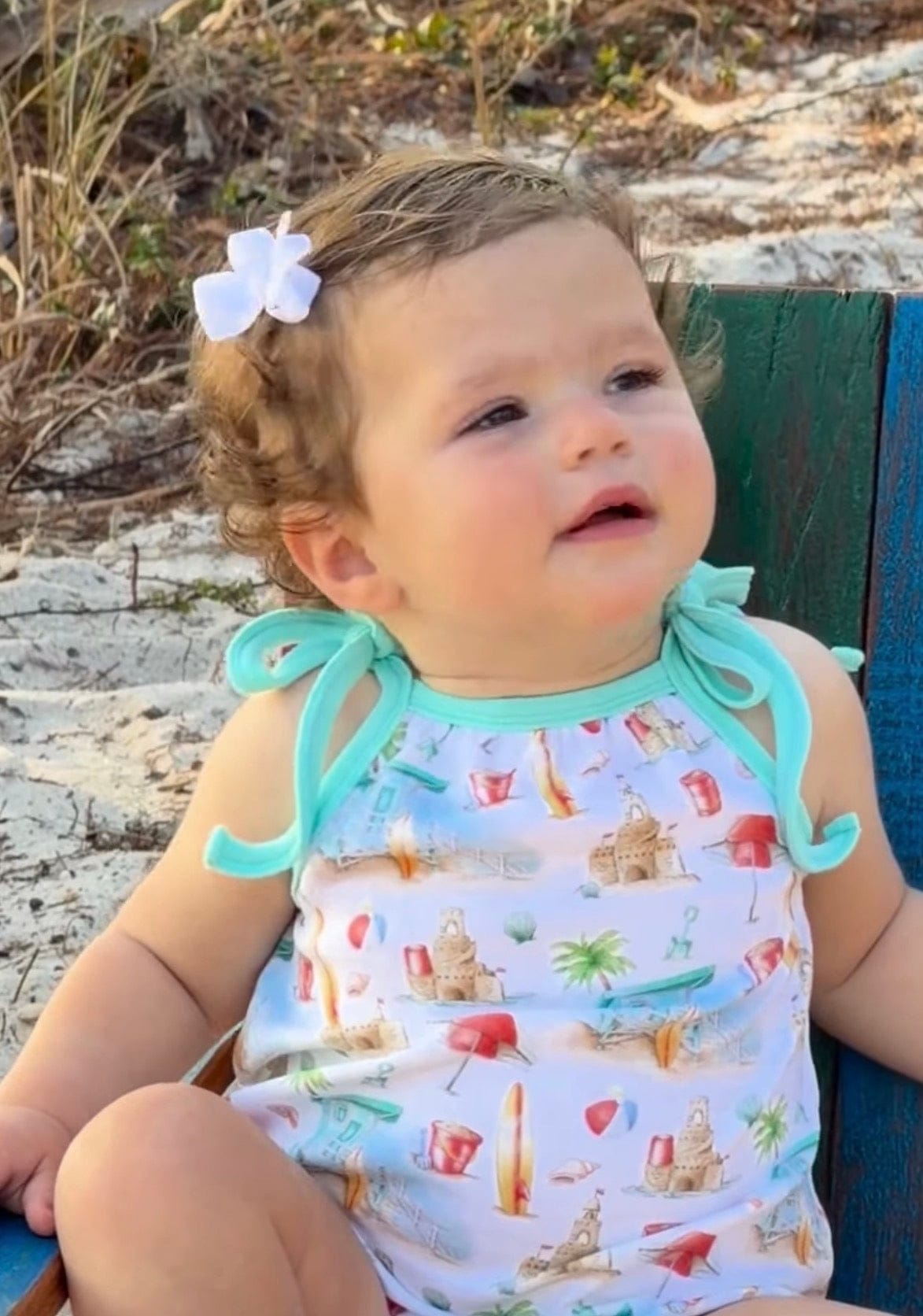 Nola Tawk Beach Day Organic Cotton Shoulder-Tie Onesie - Little Miss Muffin Children & Home