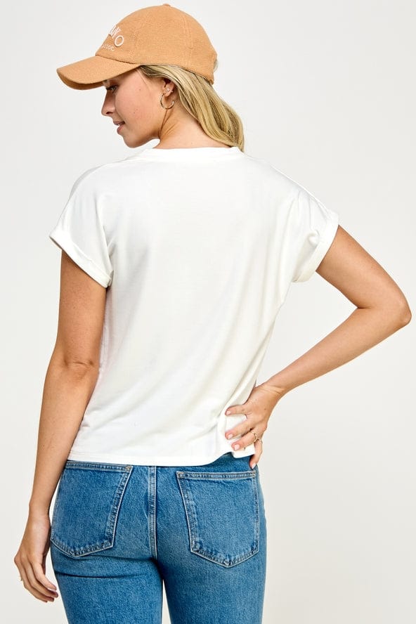 Ellison Ellison V-Neck Tee in Off White - Little Miss Muffin Children & Home