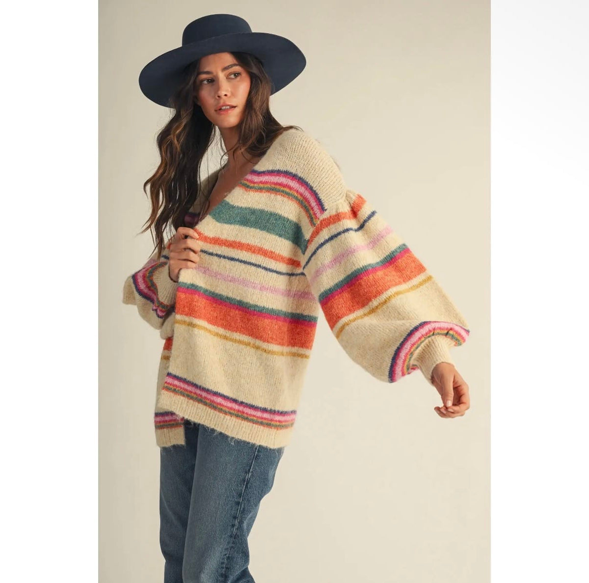 Ive Sunset Carnival Stripe Cozy Relaxed Supersoft Cardigan - Little Miss Muffin Children & Home