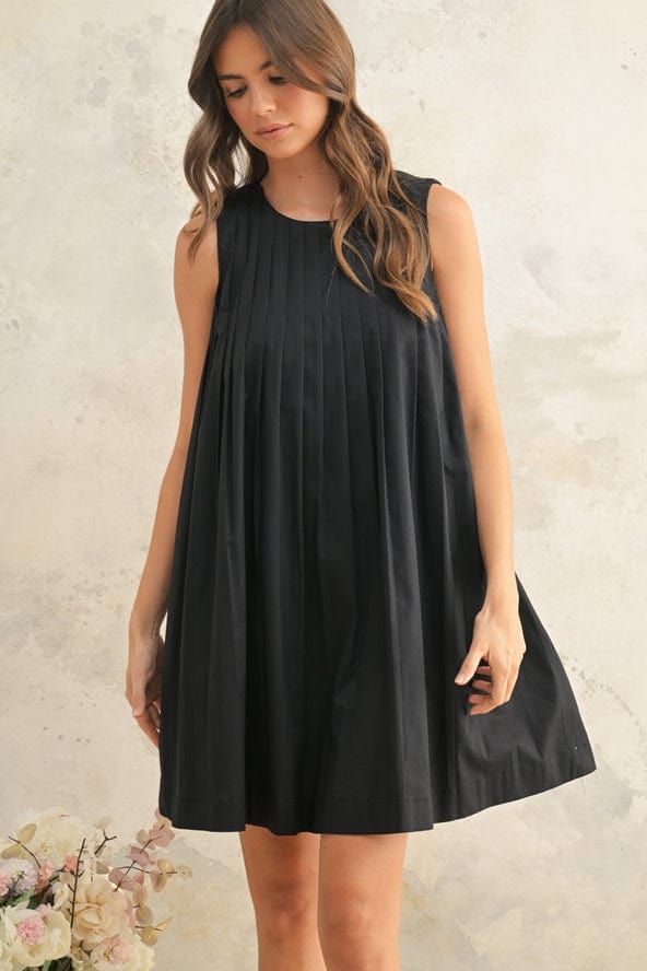 Miou Muse Pleated Sleeveless Mini Dress - Little Miss Muffin Children & Home