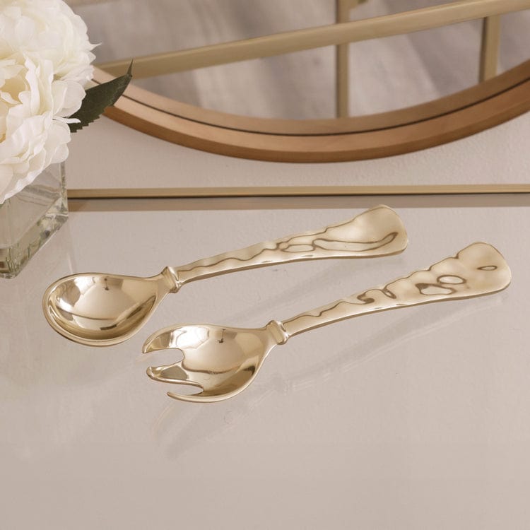 Beatriz Ball Beatriz Ball Sierra Modern Large Shiny Gold Salad Servers - Little Miss Muffin Children & Home