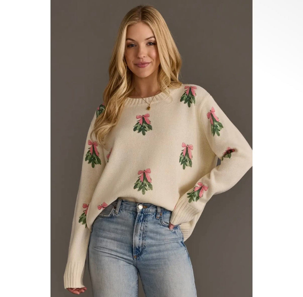 Panache Apparel Ivory Tree Sweater with Pink Bows - Little Miss Muffin Children & Home