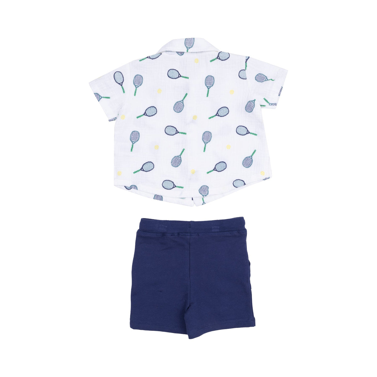 Angel Dear Angel Dear Tennis Button Down Polo Muslin with French Terry Short - Little Miss Muffin Children & Home