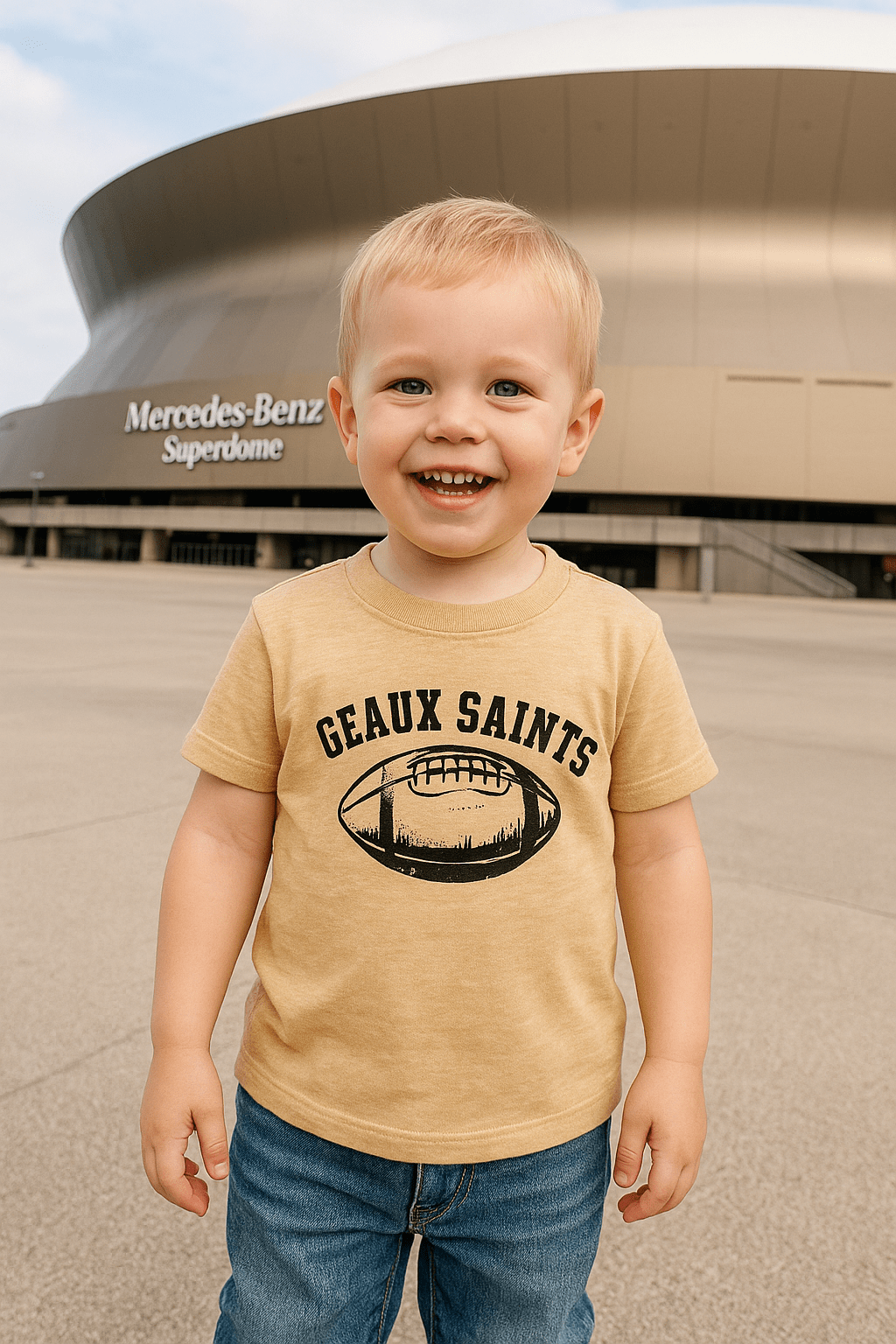 Whereable Art Geaux Saints Toddler Heather Tee in Old Gold - Little Miss Muffin Children & Home