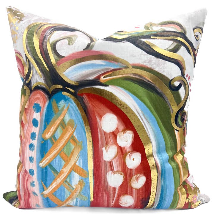 Rachel Brooks Design Golden Whimsical Pumpkin Velvet Pillow - Little Miss Muffin Children & Home