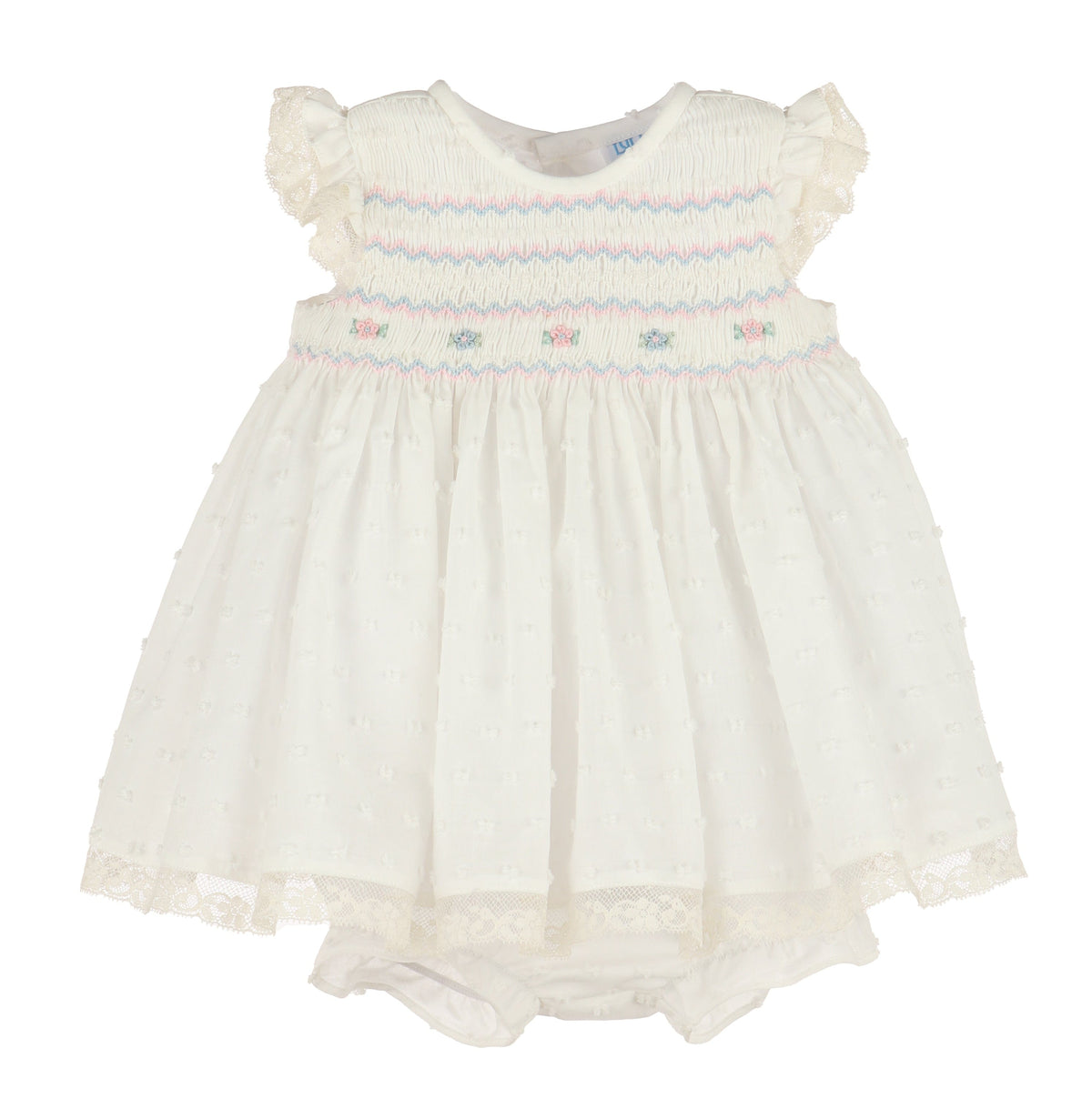 Casero & Associates Casero & Associates Swiss Floral Lace Dress, White - Little Miss Muffin Children & Home