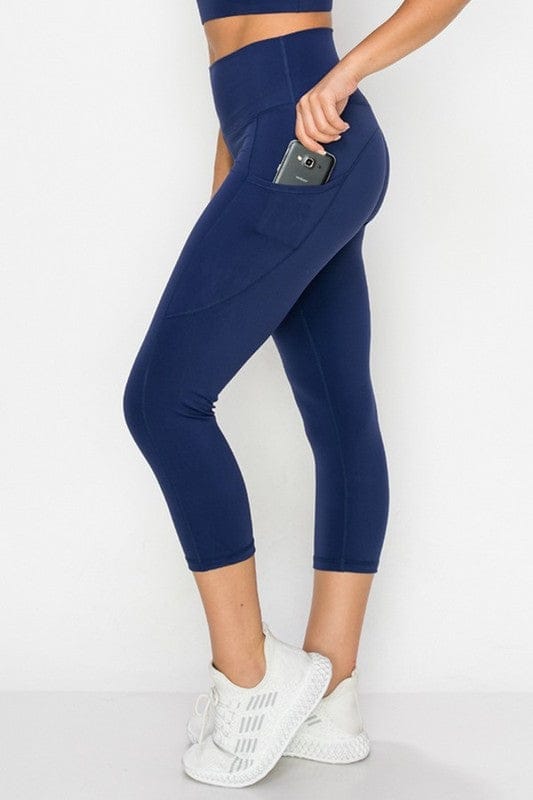 Yelete Super Soft Capri Leggings with Pockets in Navy Blue - Little Miss Muffin Children & Home