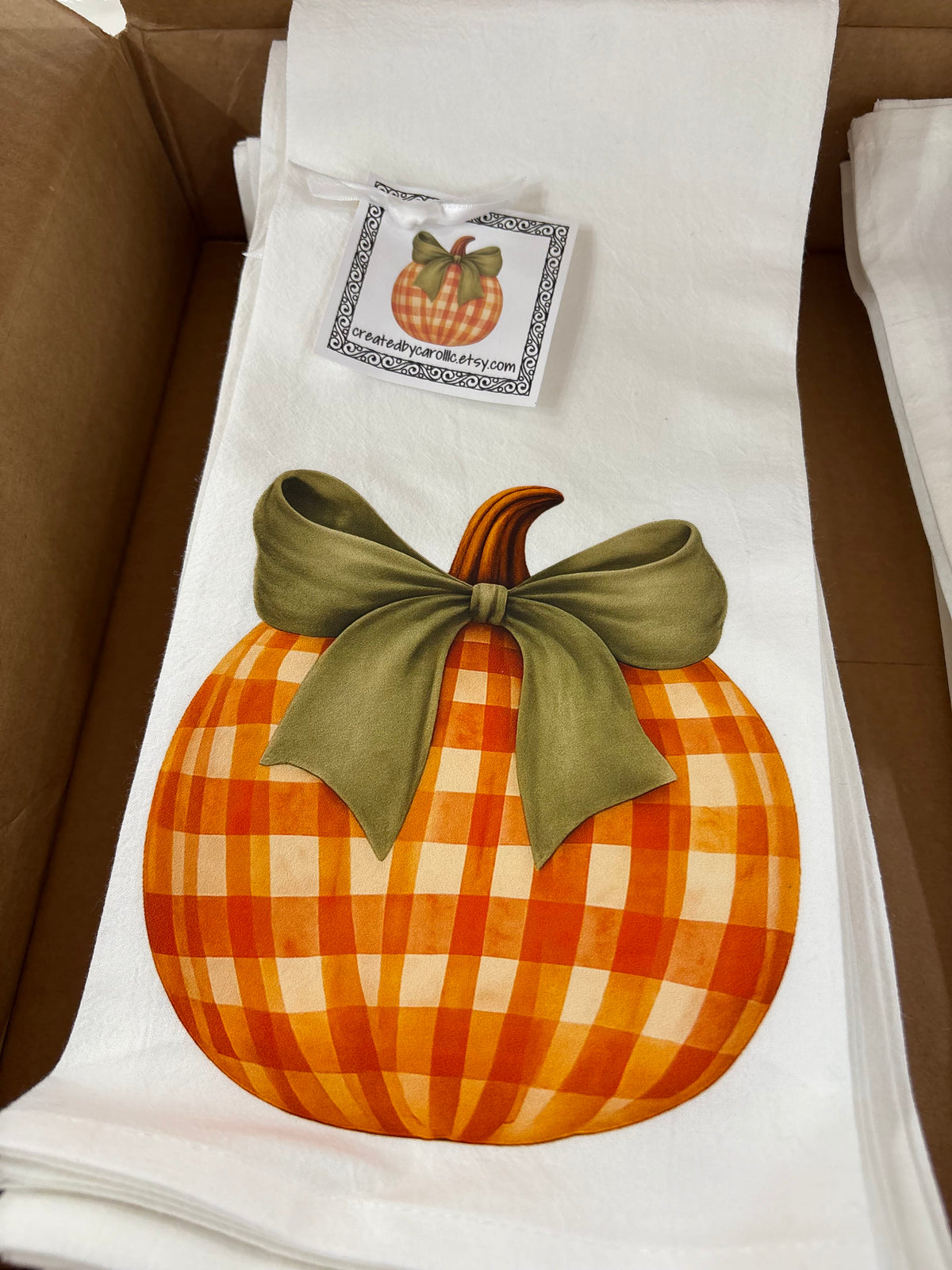 Created by Carol Plaid Pumpkin Towel - Little Miss Muffin Children & Home