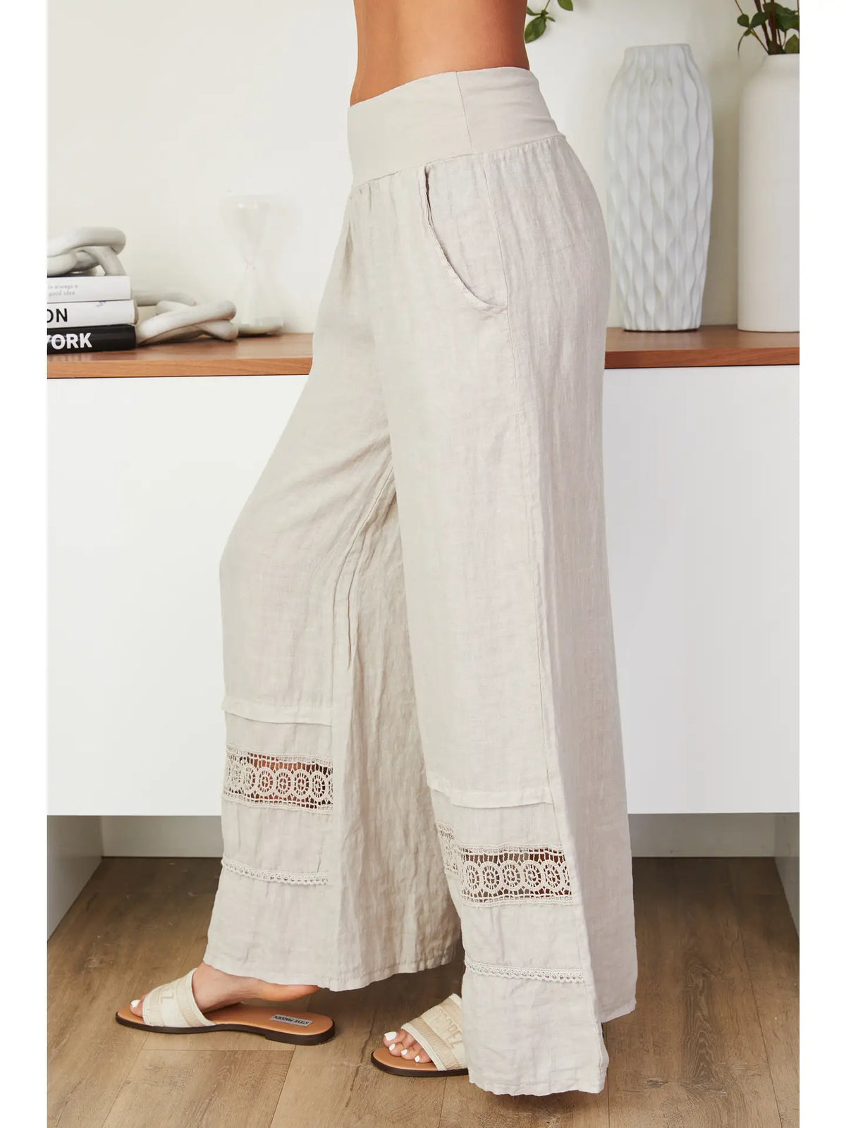 Milio Milano Milio Milano Italian Linen Pants with Crochet Lace Hem โ Style 1 - Little Miss Muffin Children & Home