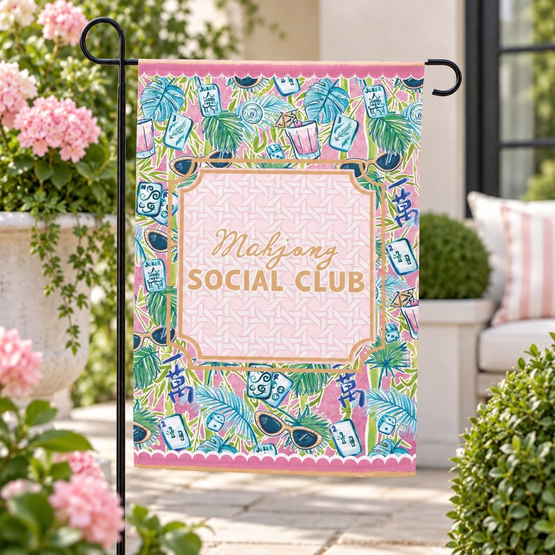 Mahjong Social Club Garden Flag
