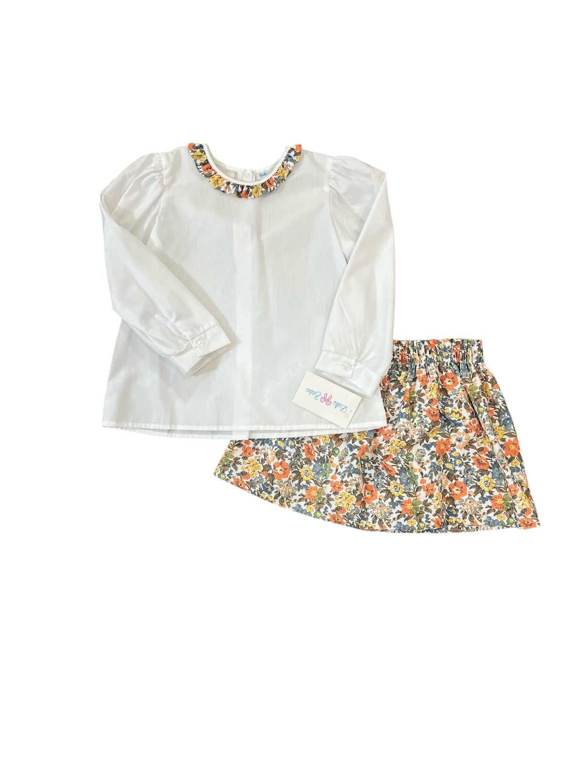 Lulu Bebe Lulu Bebe Floral Smocked Long Sleeve Ruffle Collar Skirtset - Little Miss Muffin Children & Home