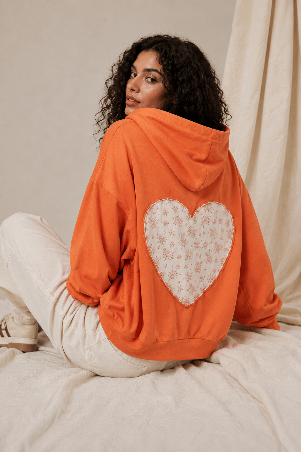 Mello. Zip Up Hooded Sweatshirt with Love Patchwork - Little Miss Muffin Children & Home