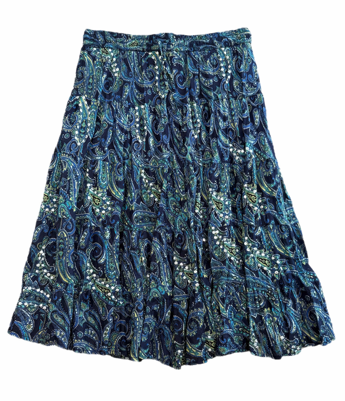 Navy/Turquoise Mid-Length Sequins Skirt