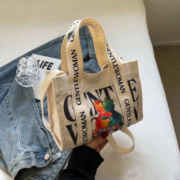 Accity Casual Printed Letter Canvas Bag - Little Miss Muffin Children & Home