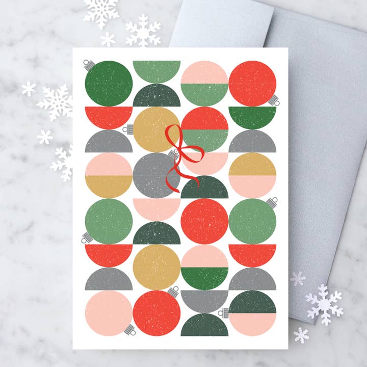Design with Heart Gold & Silver Mid-Century Modern Holiday Ornaments Greeting Card - Little Miss Muffin Children & Home