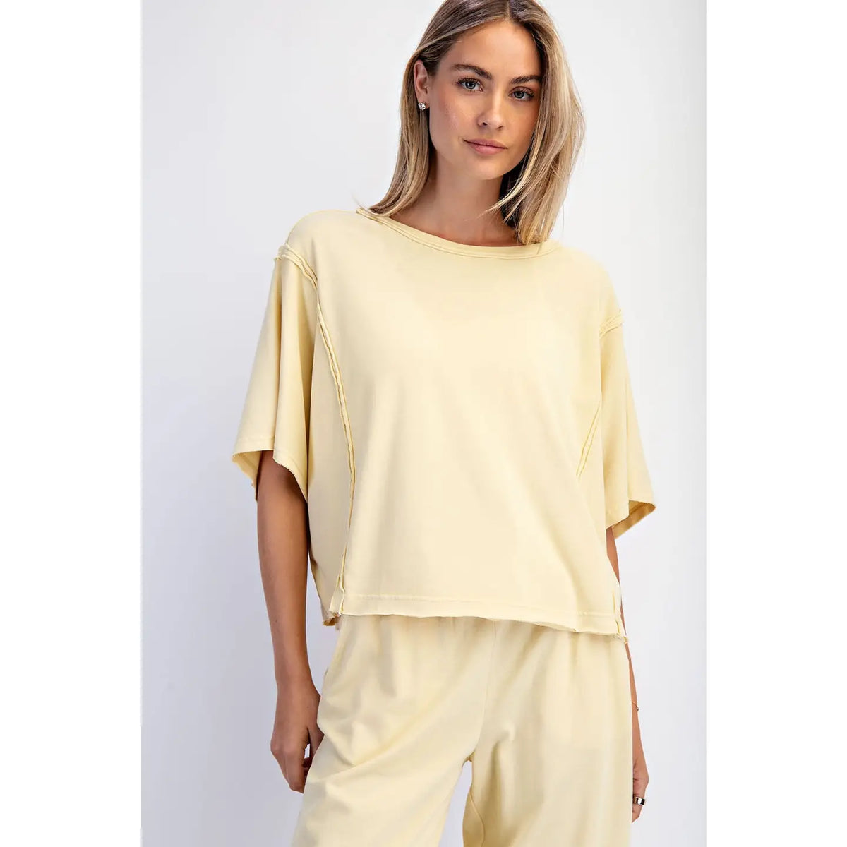 Rae Mode Mineral Washed Boxy Top & Barrel Pant Set in Lemonilla - Little Miss Muffin Children & Home