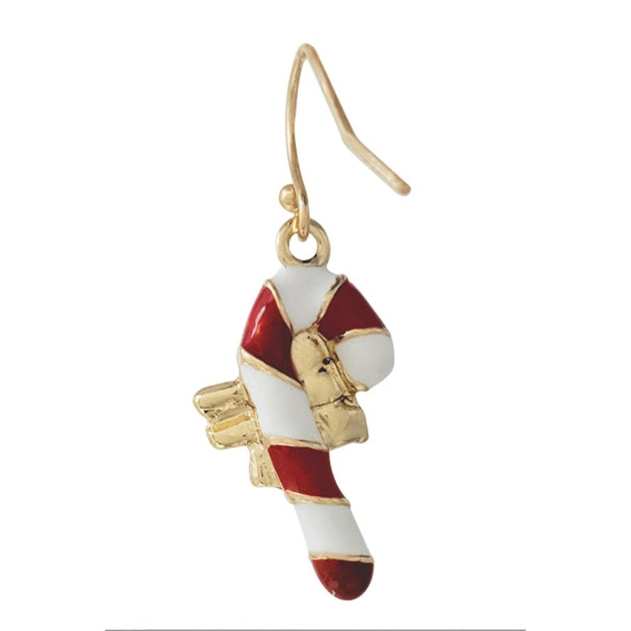 Fashion City Candy Cane with Bow Christmas Hook Earrings - Little Miss Muffin Children & Home