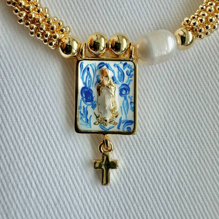 Mary in Blue China Bracelet