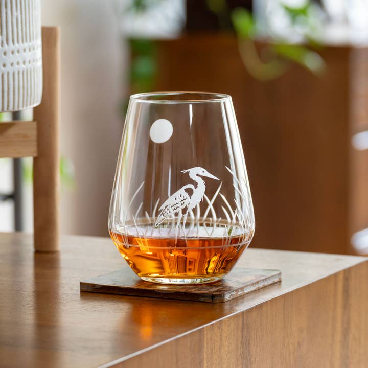 Rolf Glass Heron 18oz Stemless Wine Tumbler Glass - Little Miss Muffin Children & Home