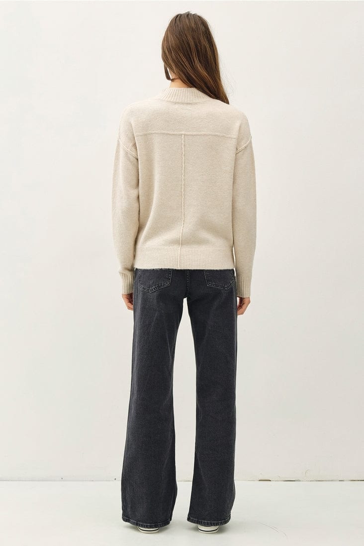 Be Cool Be Cool Cozy Drop Shoulder Sweater with Rib Detail in Cream - Little Miss Muffin Children & Home