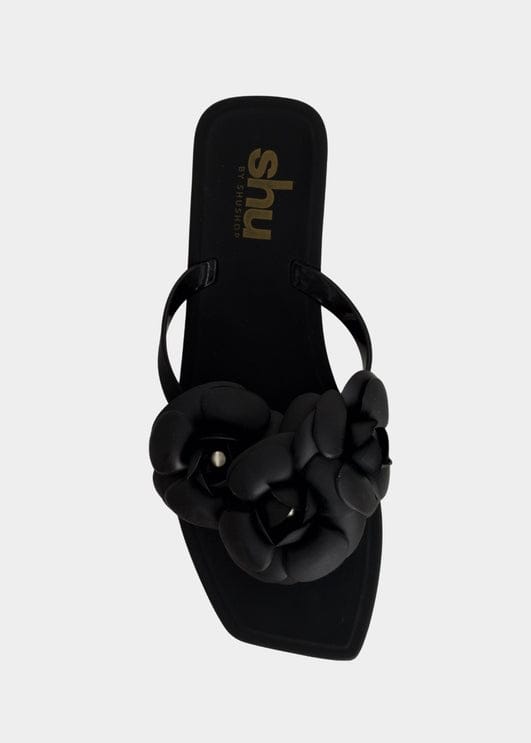 Dahlia Jelly Flower Thong Flat Sandal