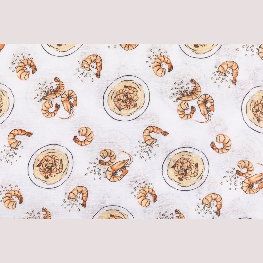 Little Hometown Shrimp 'N' Grits Swaddle Blanket - Little Miss Muffin Children & Home