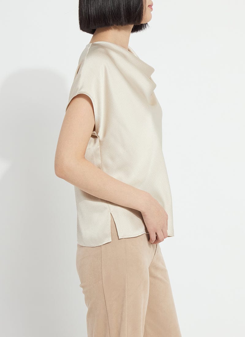 Yasmin Drape Neck Sleeveless Blouse in Travertine